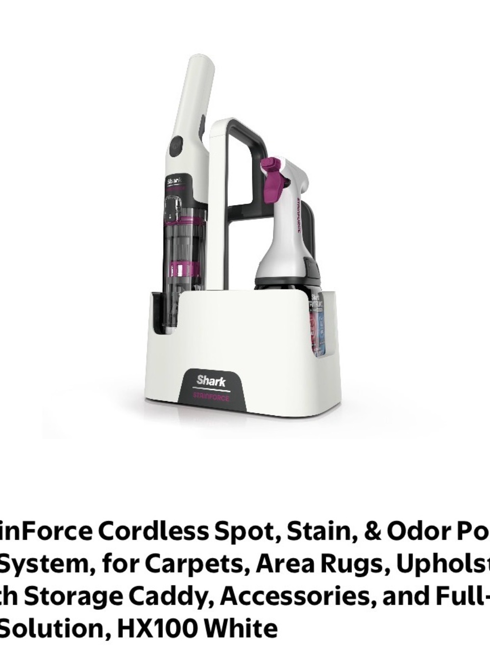 White & Purple Cordless Spot and Stain Cleaner with Storage Caddy